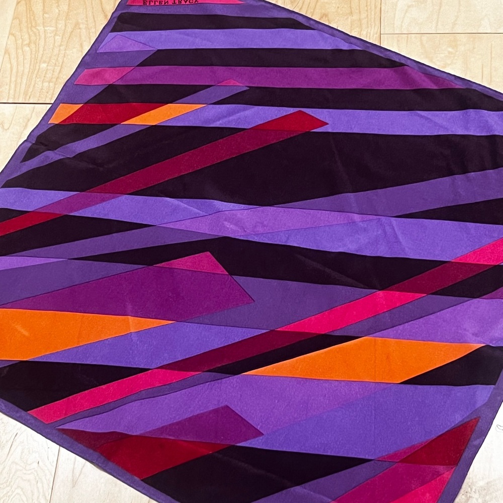 Ellen Tracy Purple and Orange Geometric Scarf